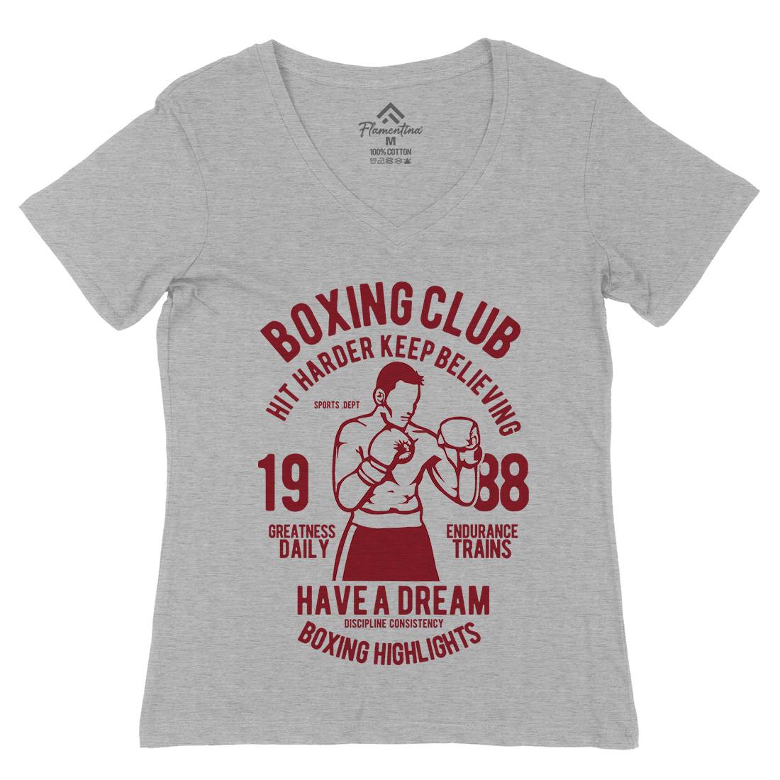 Boxing Club Womens Organic V-Neck T-Shirt Sport B186