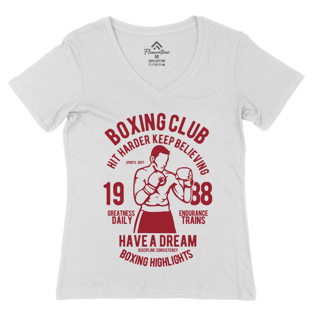 Boxing Club Womens Organic V-Neck T-Shirt Sport B186
