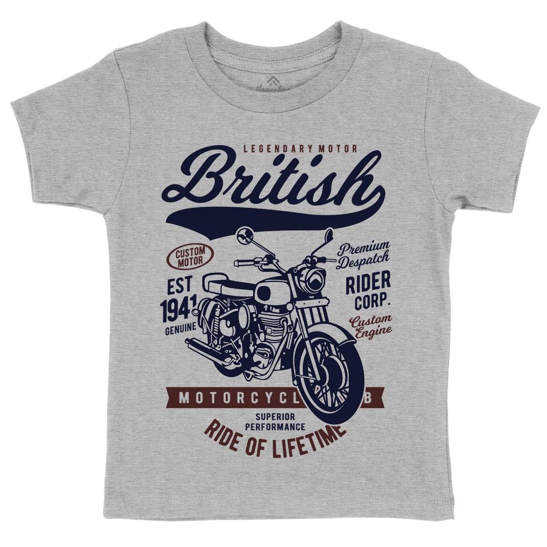 British Kids Organic Crew Neck T-Shirt Motorcycles B187