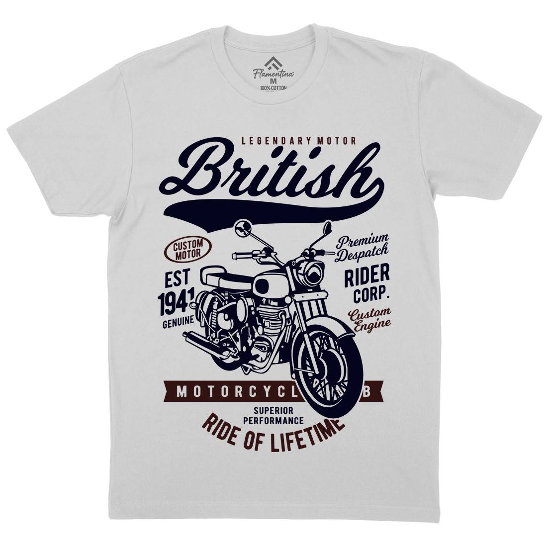 British Mens Crew Neck T-Shirt Motorcycles B187