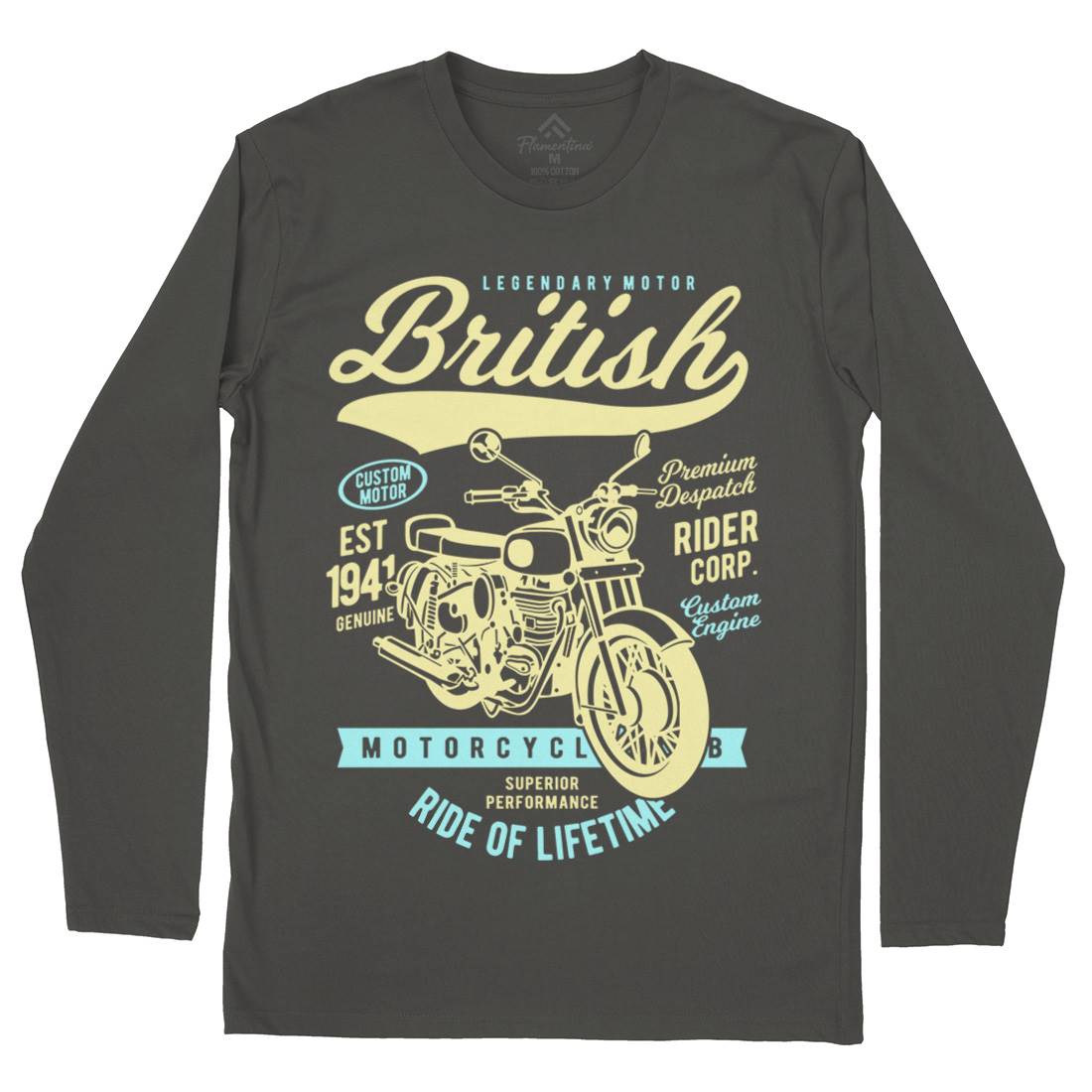 British Mens Long Sleeve T-Shirt Motorcycles B187