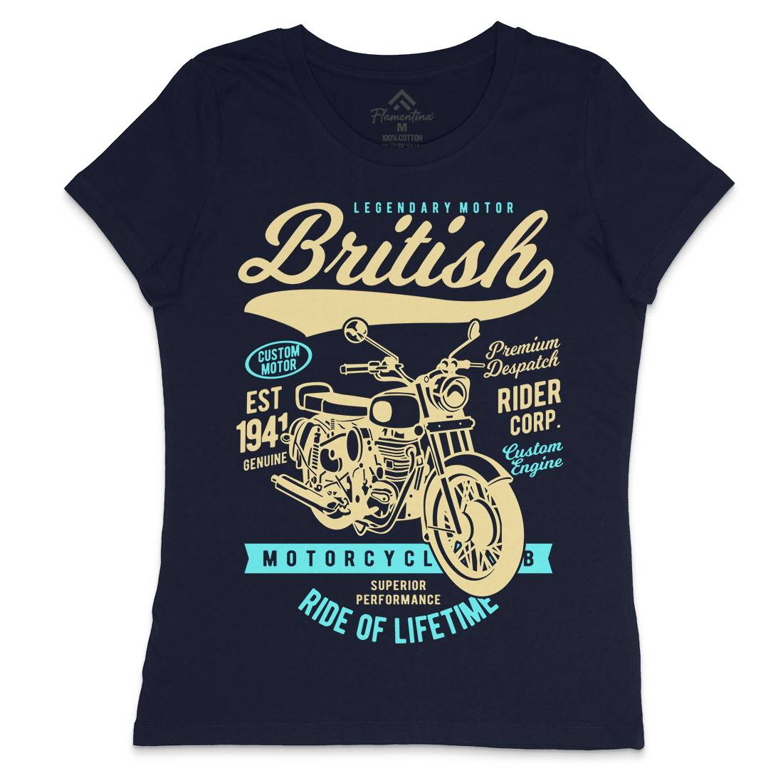 British Womens Crew Neck T-Shirt Motorcycles B187