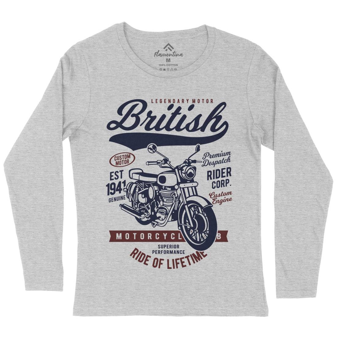 British Womens Long Sleeve T-Shirt Motorcycles B187