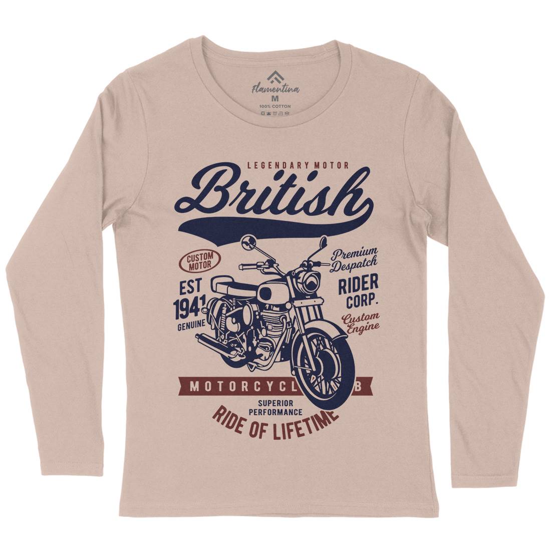 British Womens Long Sleeve T-Shirt Motorcycles B187