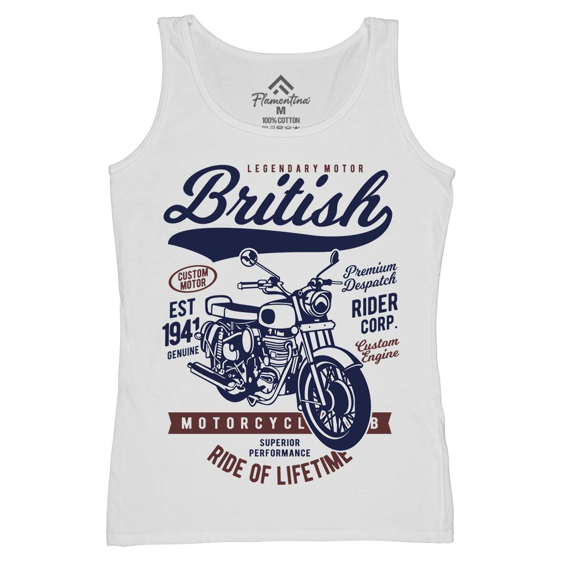 British Womens Organic Tank Top Vest Motorcycles B187