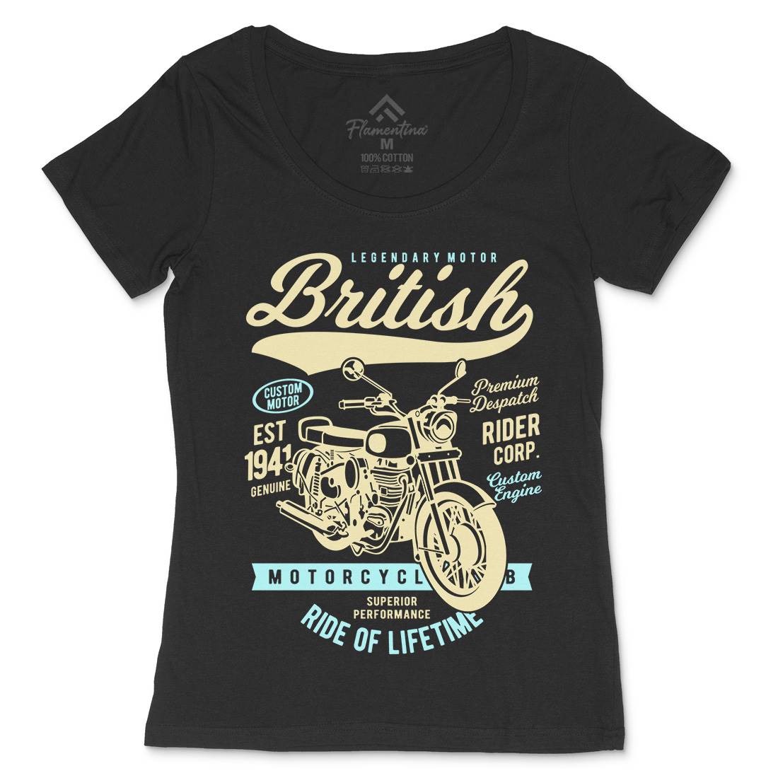 British Womens Scoop Neck T-Shirt Motorcycles B187