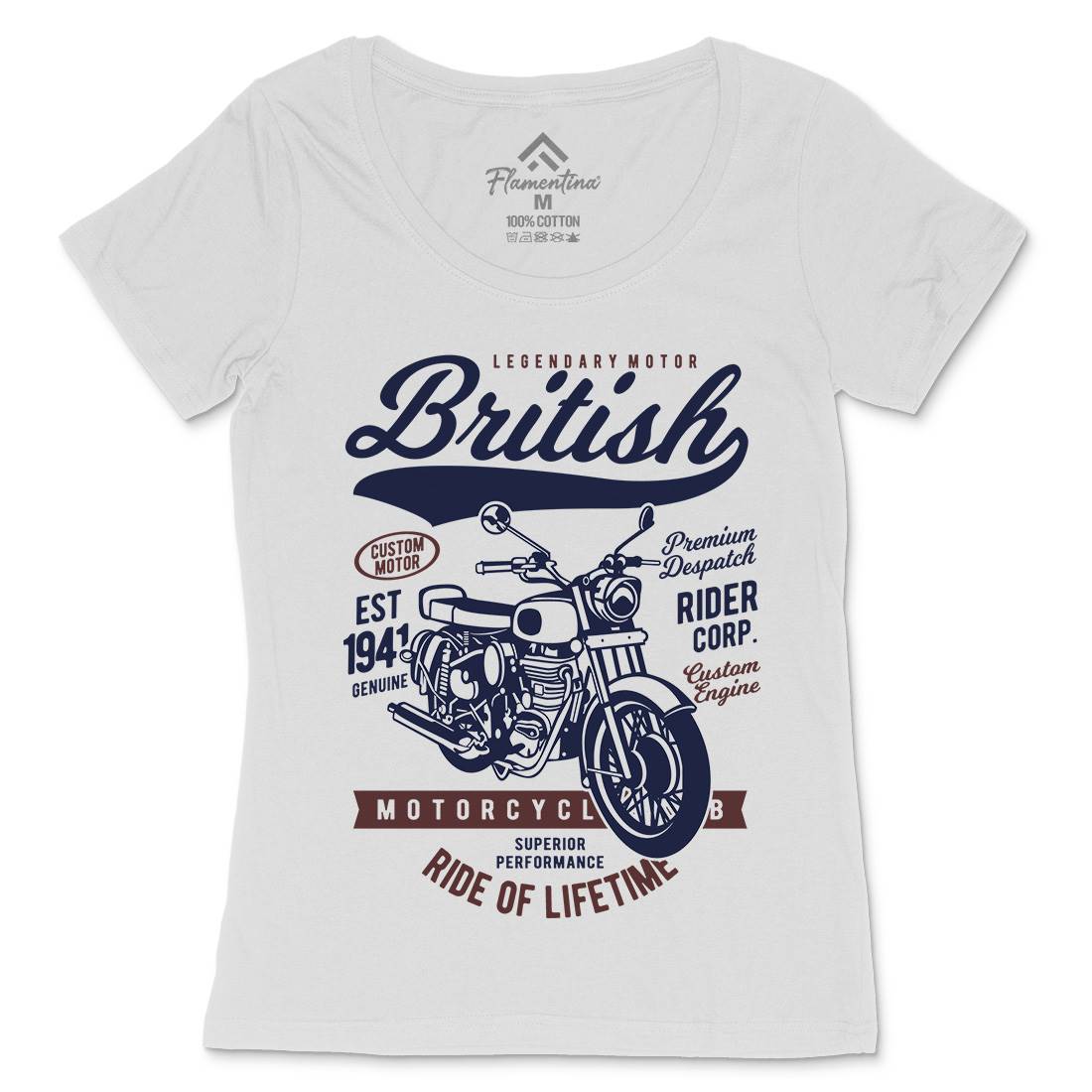 British Womens Scoop Neck T-Shirt Motorcycles B187