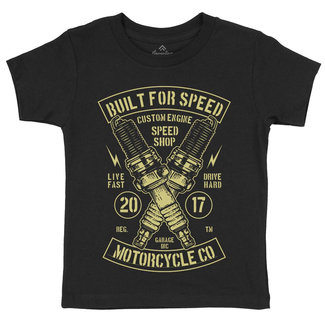 Built For Speed Kids Organic Crew Neck T-Shirt Motorcycles B188
