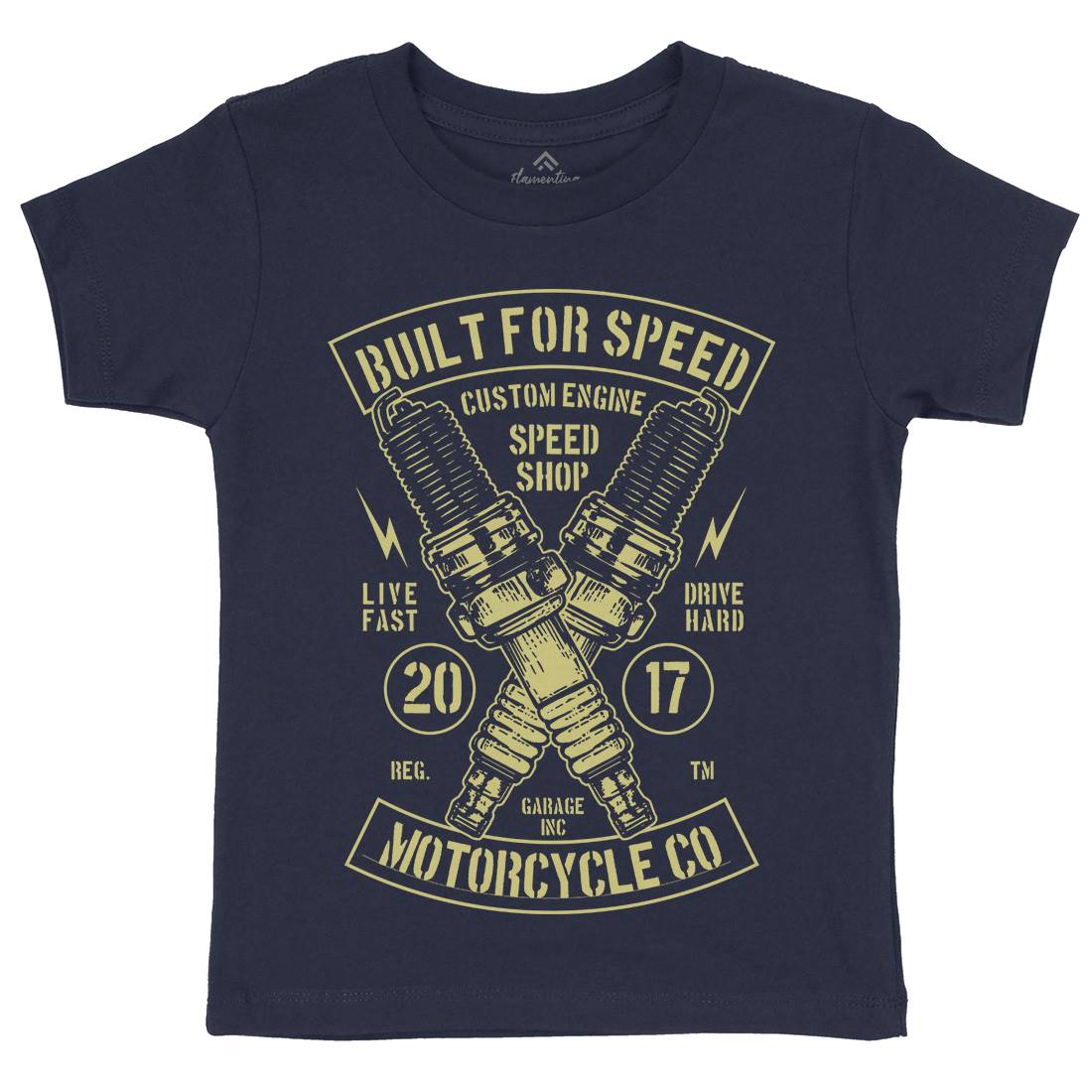 Built For Speed Kids Organic Crew Neck T-Shirt Motorcycles B188