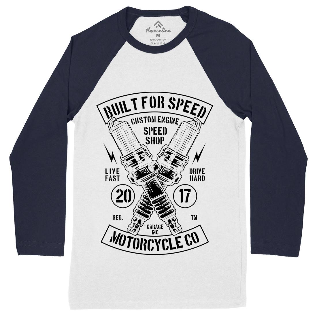 Built For Speed Mens Long Sleeve Baseball T-Shirt Motorcycles B188