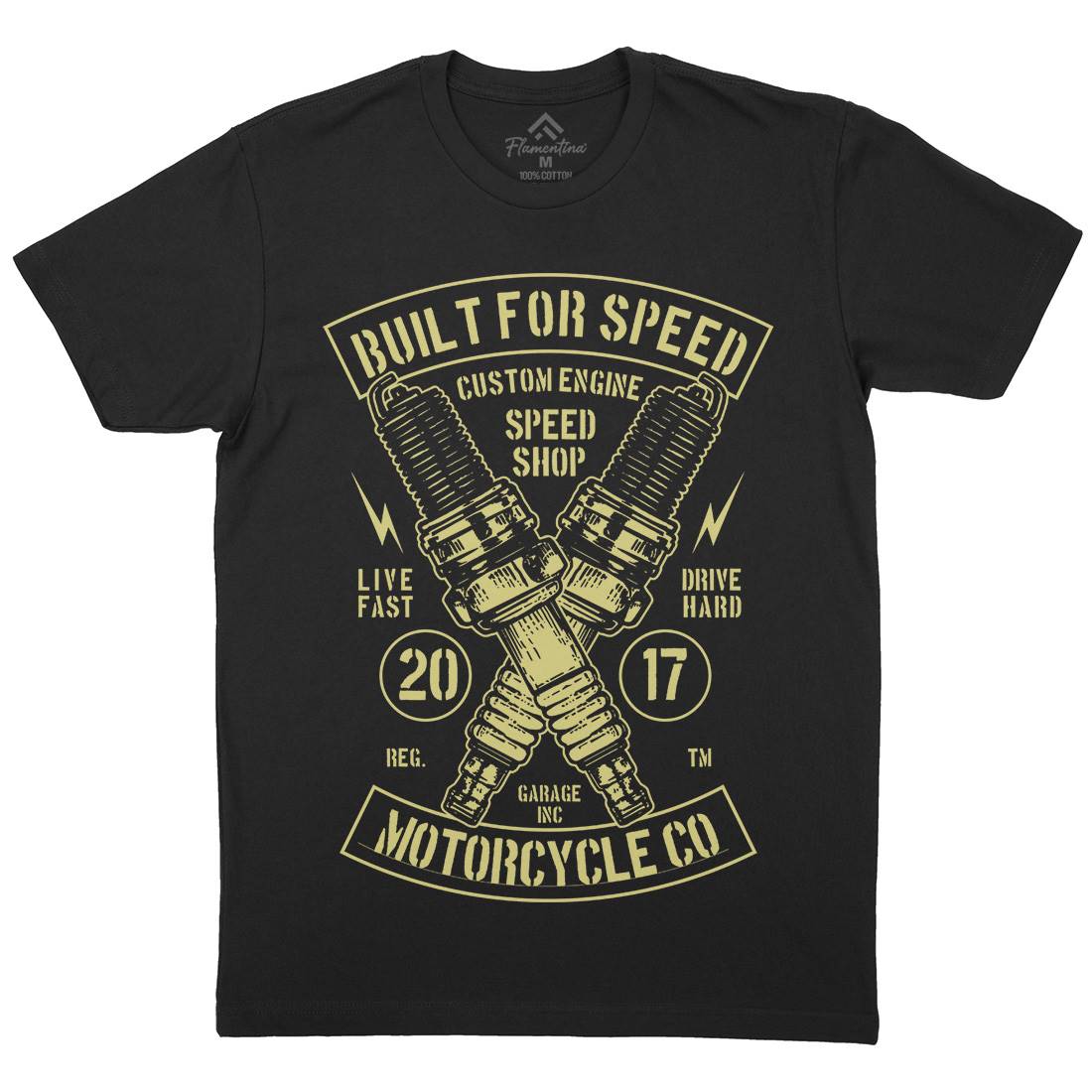 Built For Speed Mens Crew Neck T-Shirt Motorcycles B188