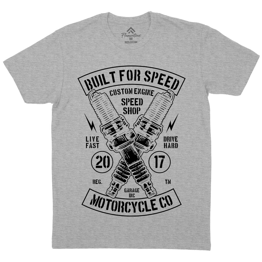Built For Speed Mens Organic Crew Neck T-Shirt Motorcycles B188