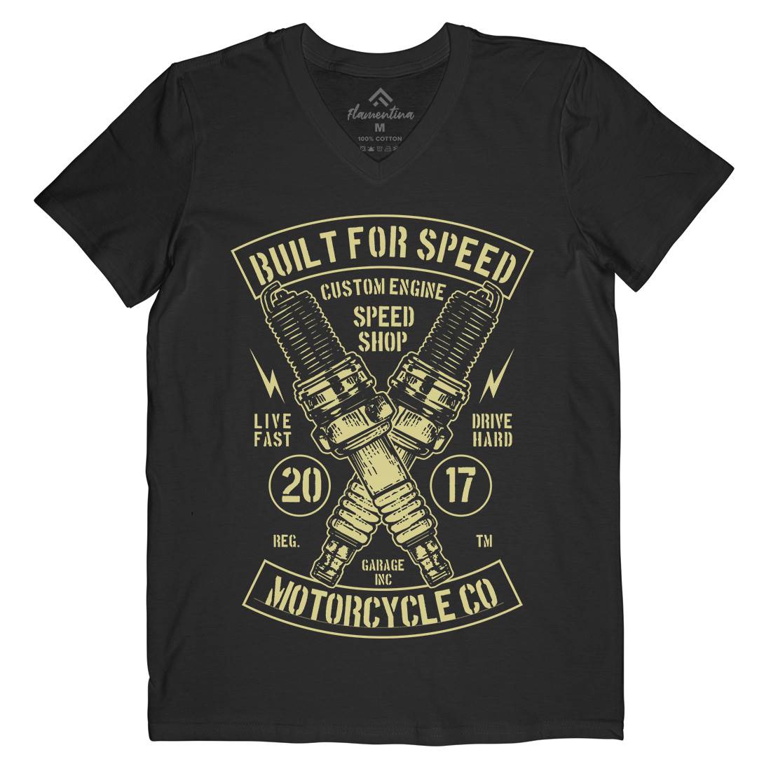 Built For Speed Mens V-Neck T-Shirt Motorcycles B188