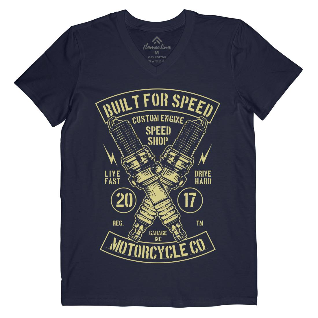 Built For Speed Mens Organic V-Neck T-Shirt Motorcycles B188