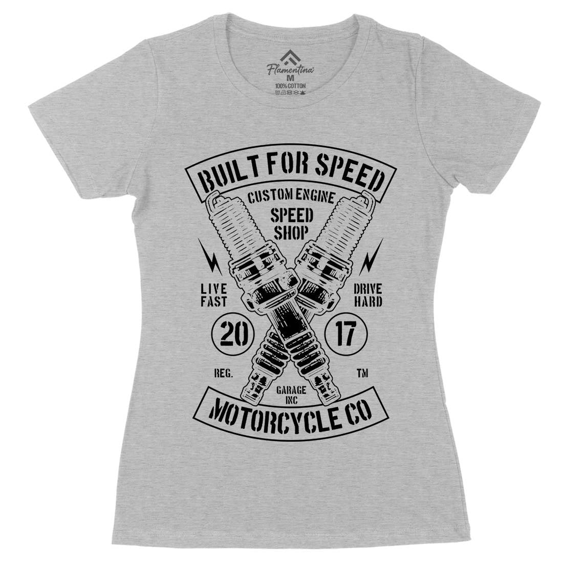 Built For Speed Womens Organic Crew Neck T-Shirt Motorcycles B188