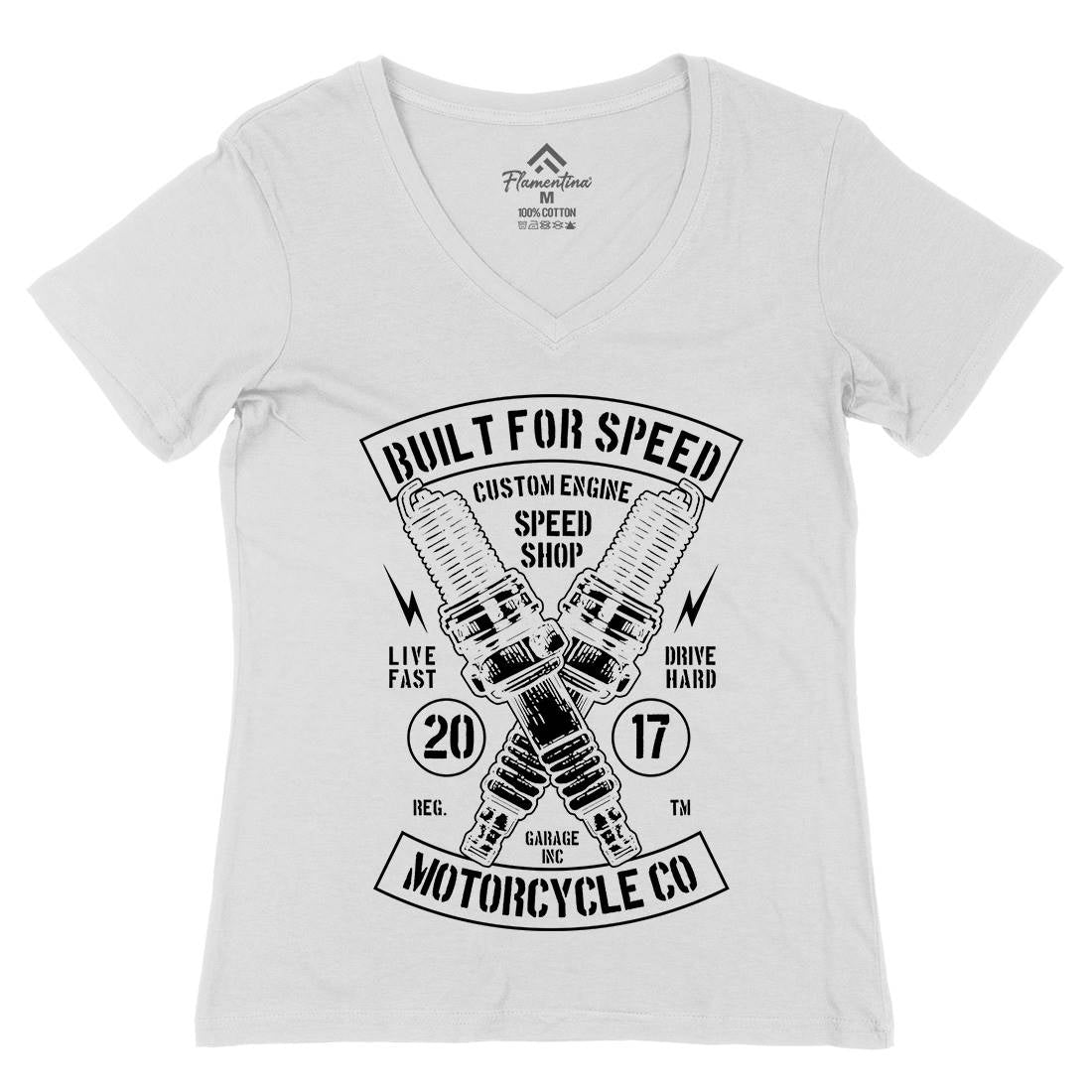 Built For Speed Womens Organic V-Neck T-Shirt Motorcycles B188