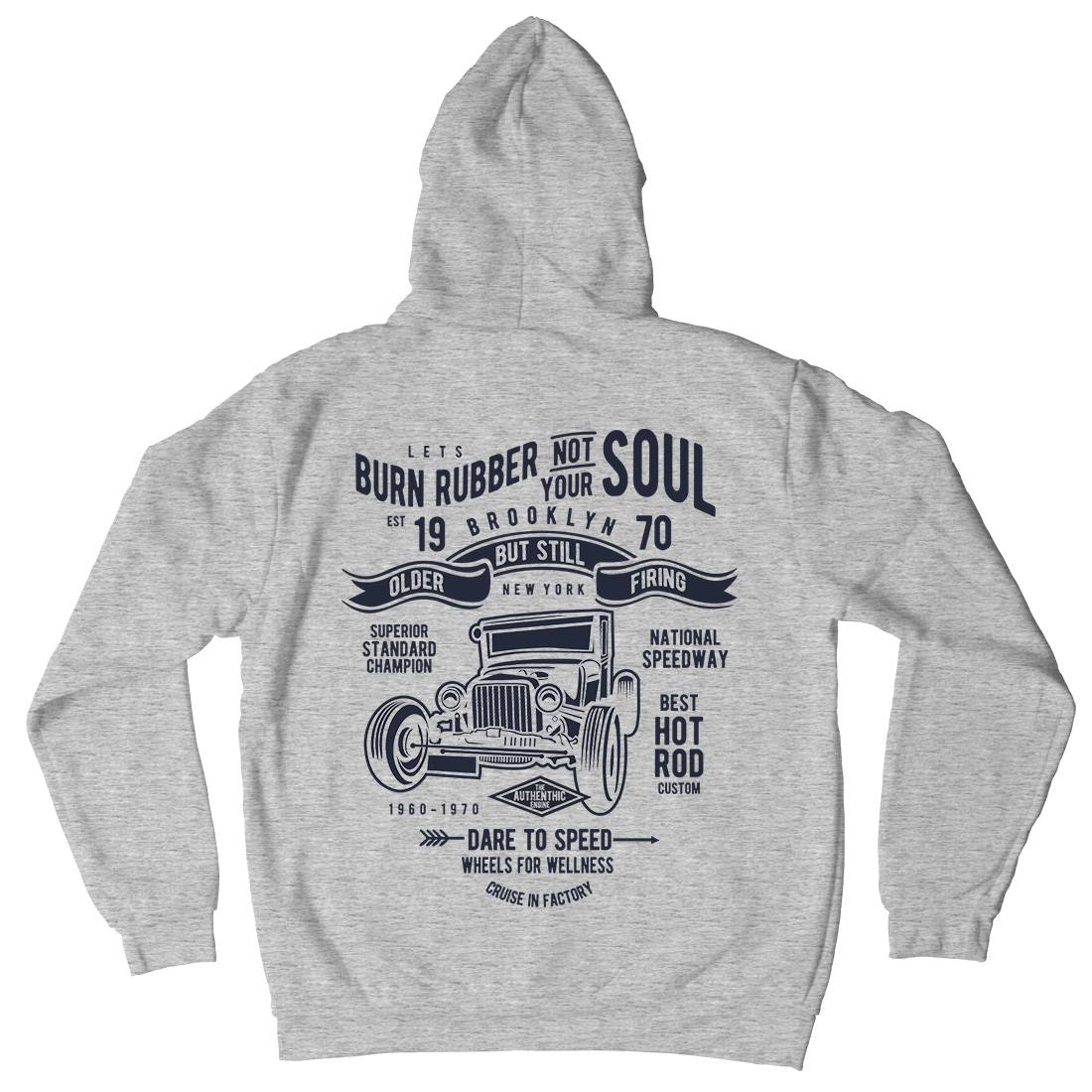Burn Rubber Mens Hoodie With Pocket Cars B189