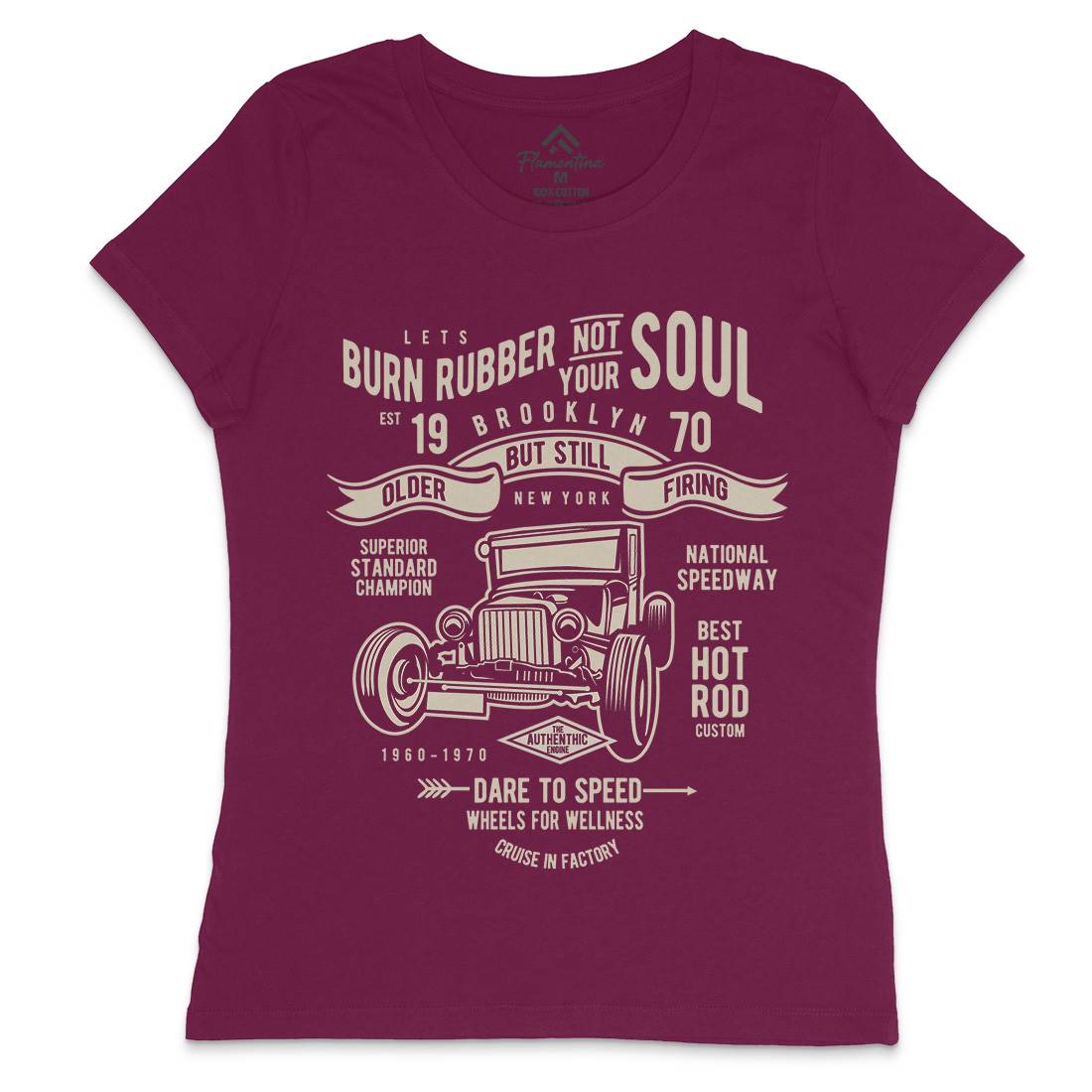 Burn Rubber Womens Crew Neck T-Shirt Cars B189