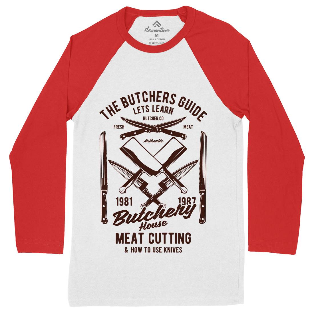 Butchery House Mens Long Sleeve Baseball T-Shirt Retro B190