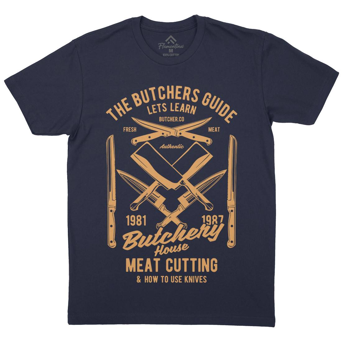 Butchery House Mens Crew Neck T-Shirt Retro B190