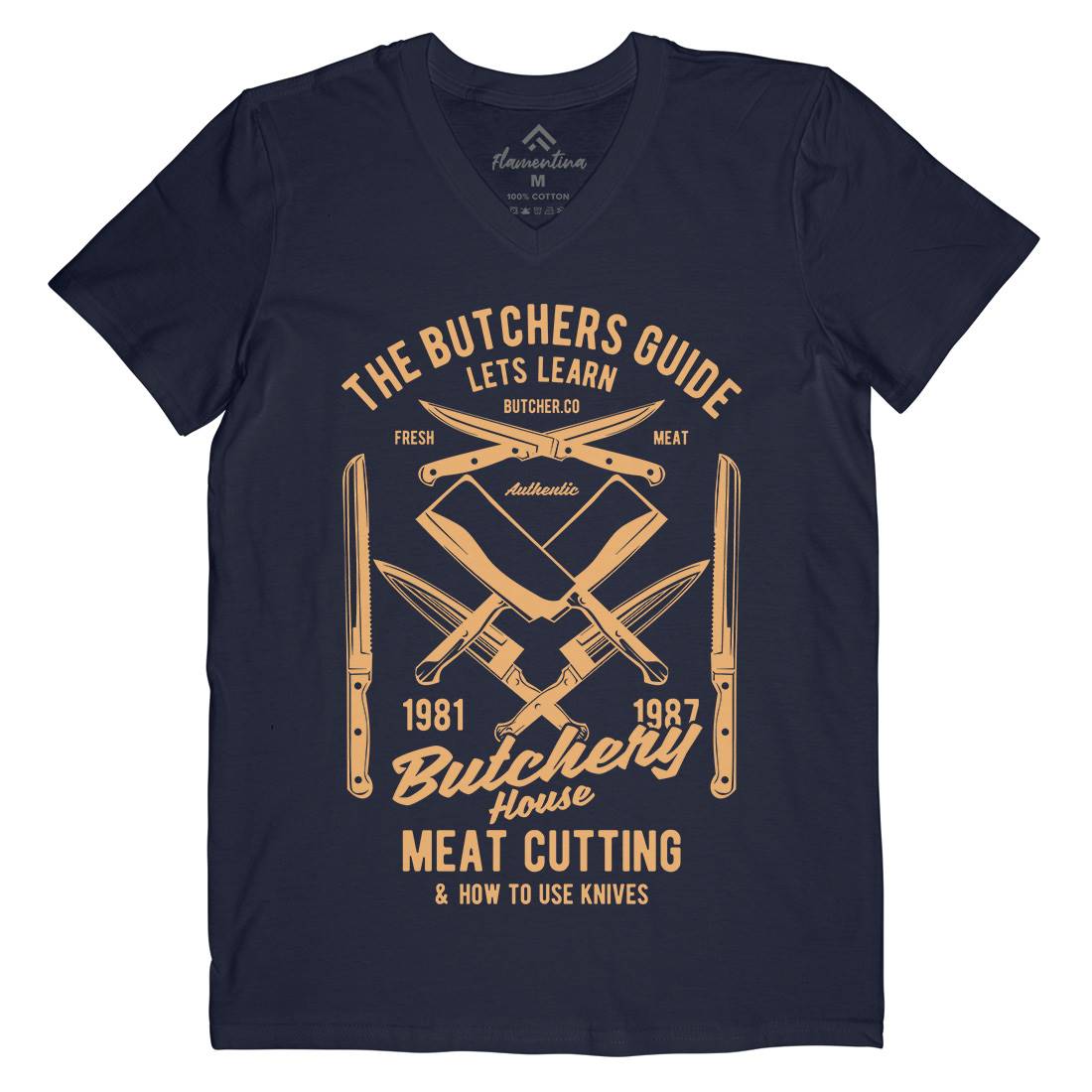 Butchery House Mens V-Neck T-Shirt Retro B190
