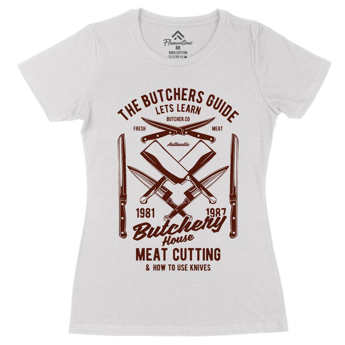 Butchery House Womens Organic Crew Neck T-Shirt Retro B190