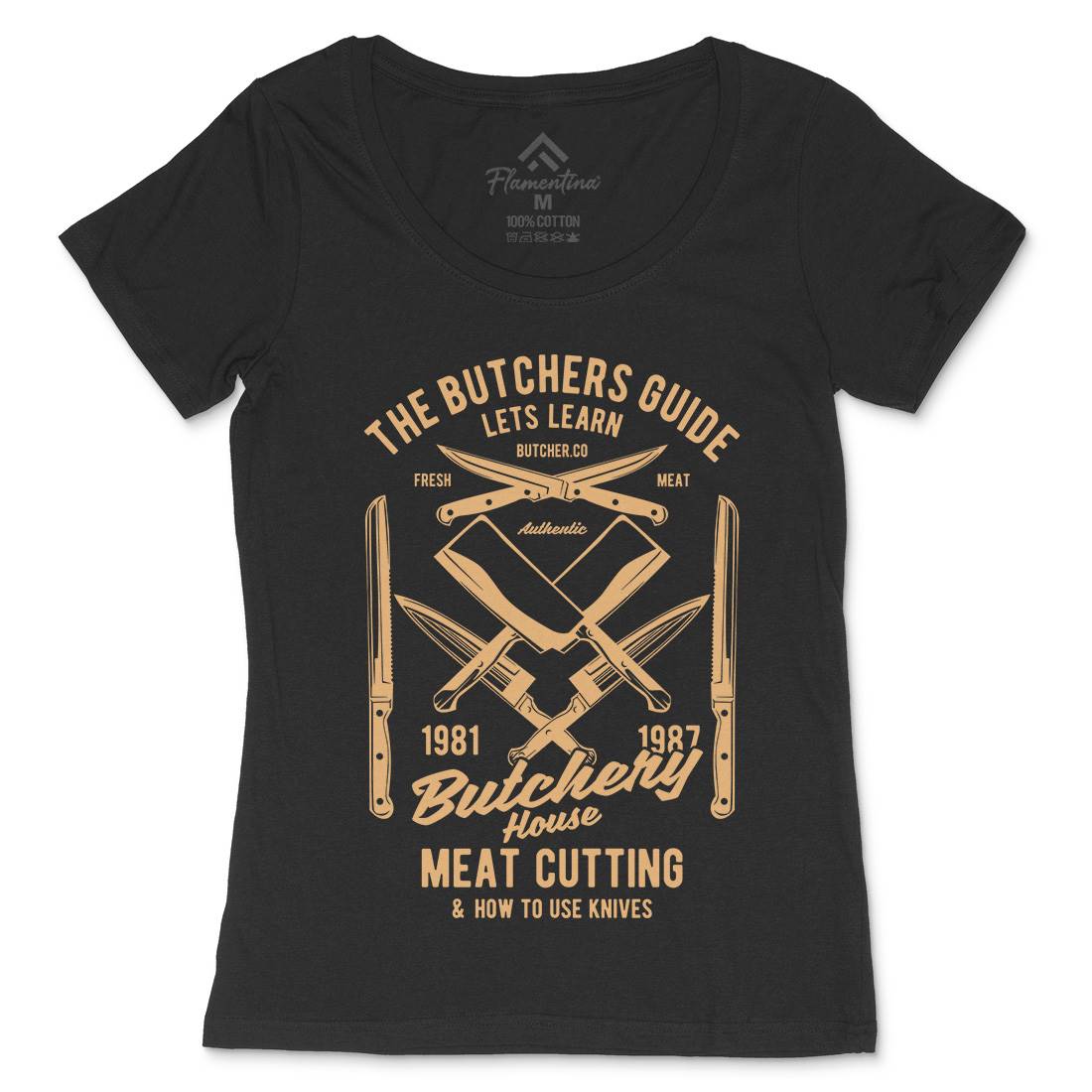Butchery House Womens Scoop Neck T-Shirt Retro B190