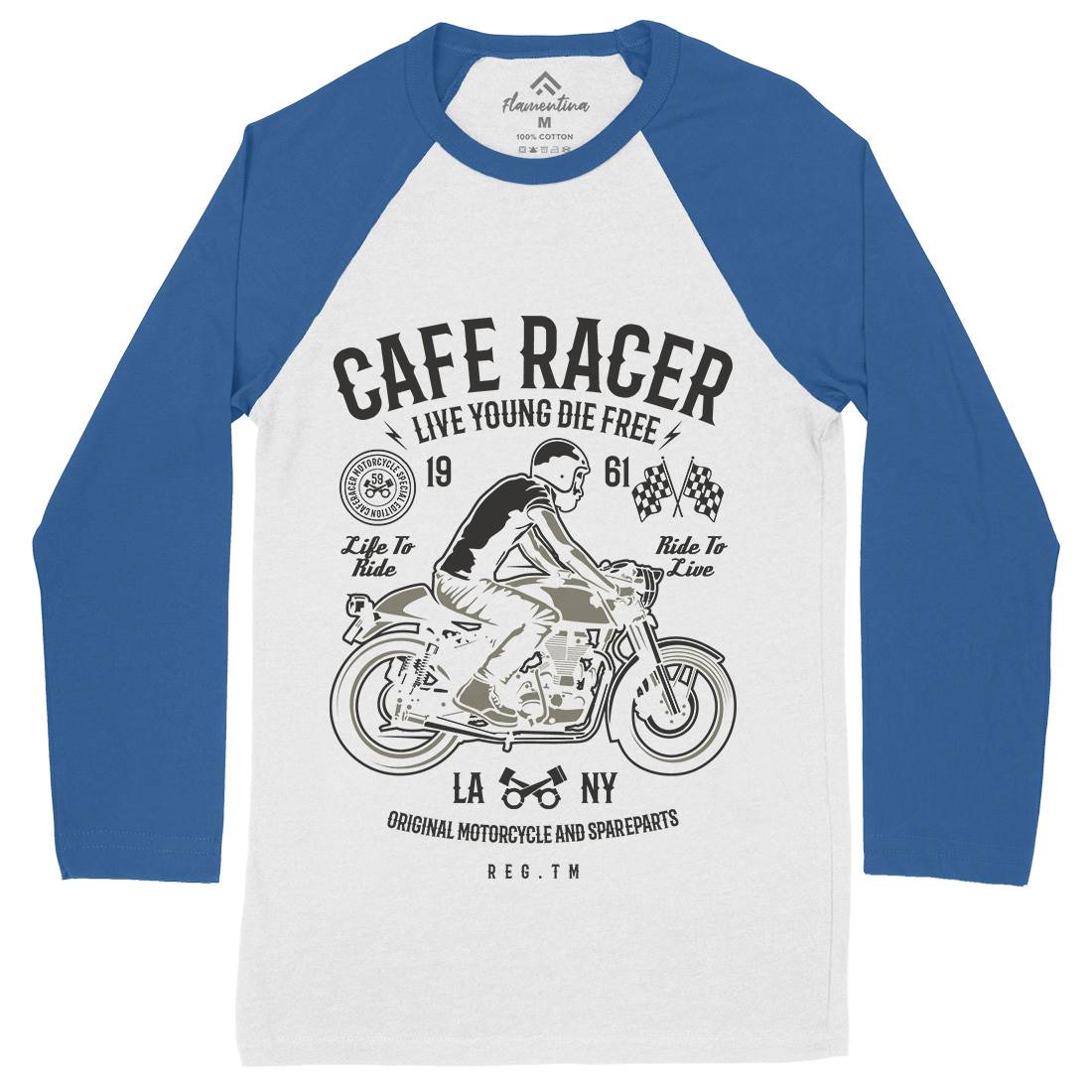 Cafe Racer Mens Long Sleeve Baseball T-Shirt Motorcycles B191