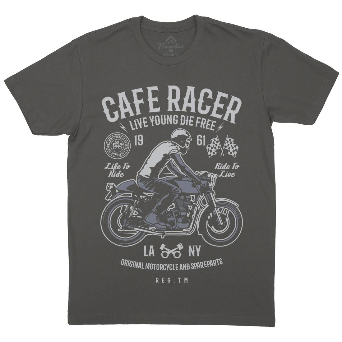 Cafe Racer Mens Organic Crew Neck T-Shirt Motorcycles B191