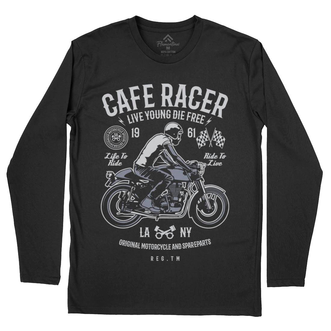 Cafe Racer Mens Long Sleeve T-Shirt Motorcycles B191