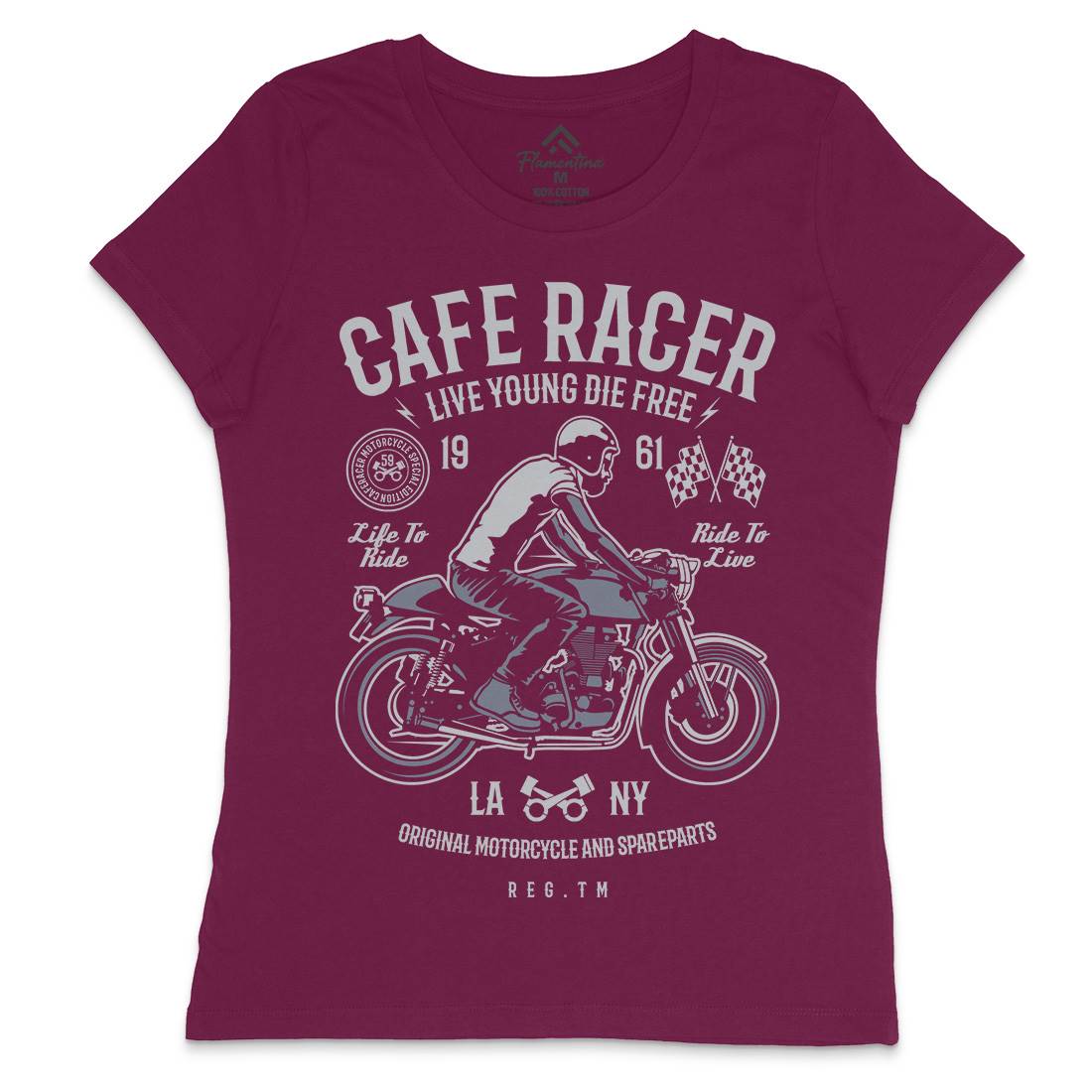 Cafe Racer Womens Crew Neck T-Shirt Motorcycles B191