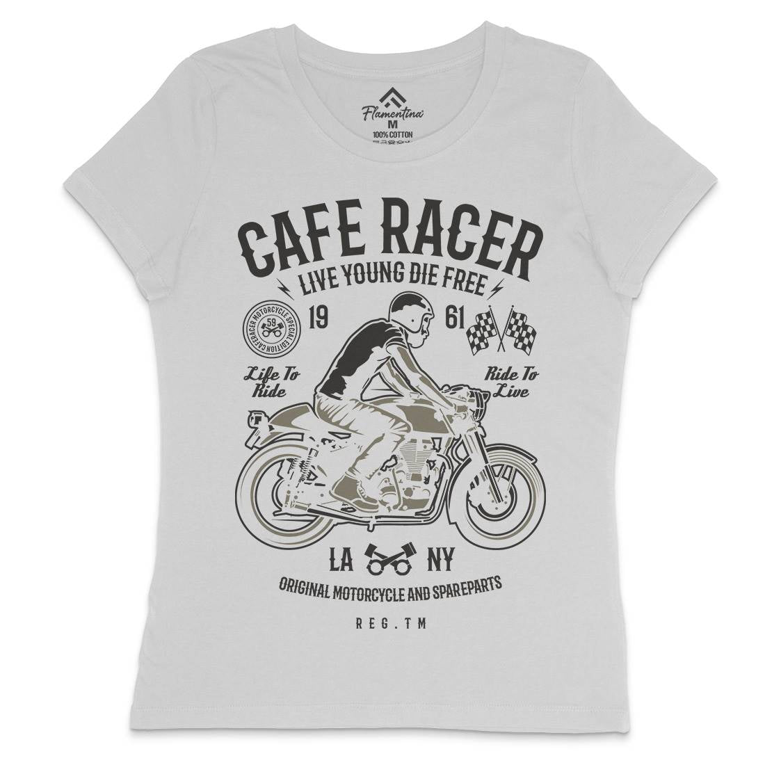 Cafe Racer Womens Crew Neck T-Shirt Motorcycles B191