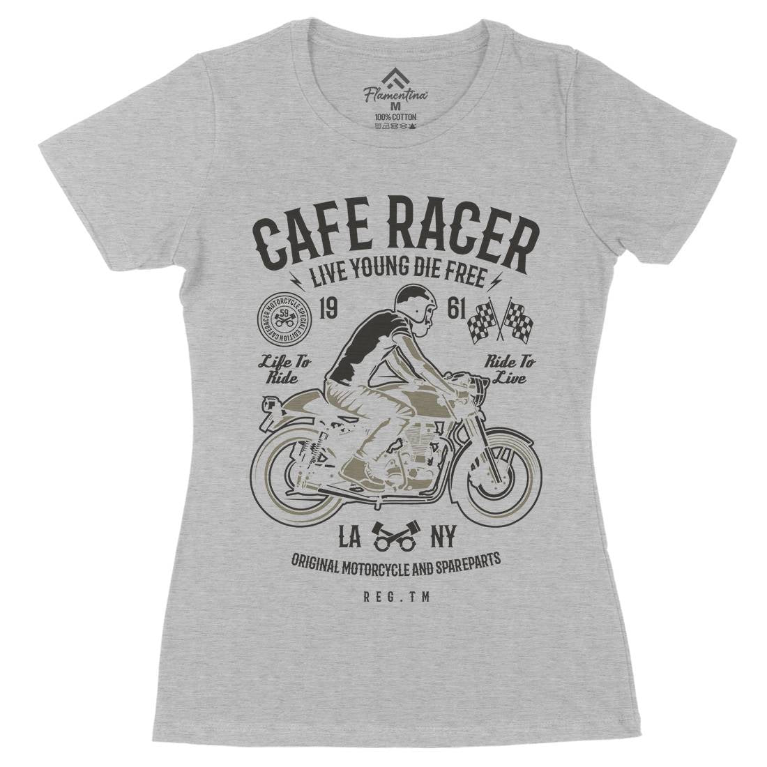 Cafe Racer Womens Organic Crew Neck T-Shirt Motorcycles B191