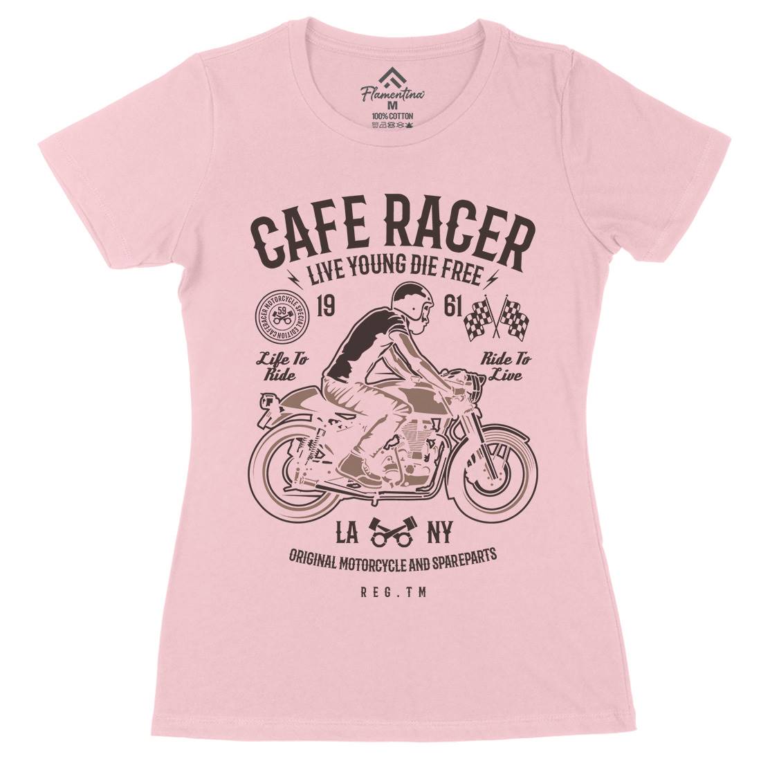 Cafe Racer Womens Organic Crew Neck T-Shirt Motorcycles B191