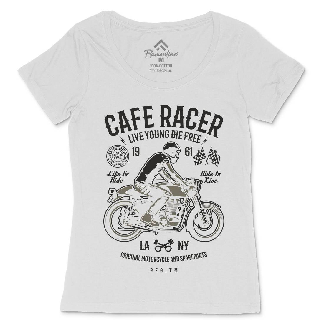 Cafe Racer Womens Scoop Neck T-Shirt Motorcycles B191