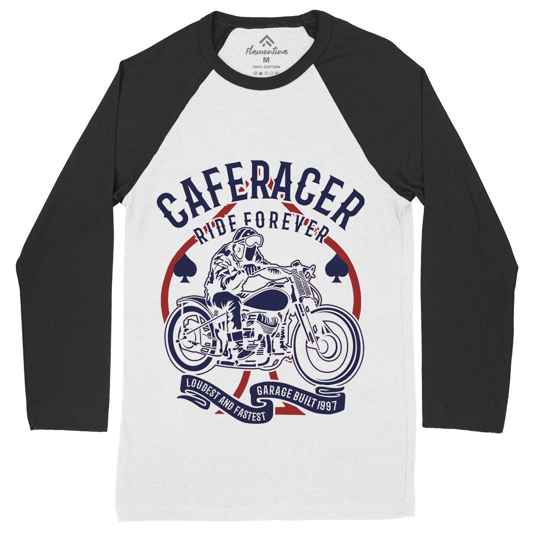 Caferacer Ride Forever Mens Long Sleeve Baseball T-Shirt Motorcycles B192