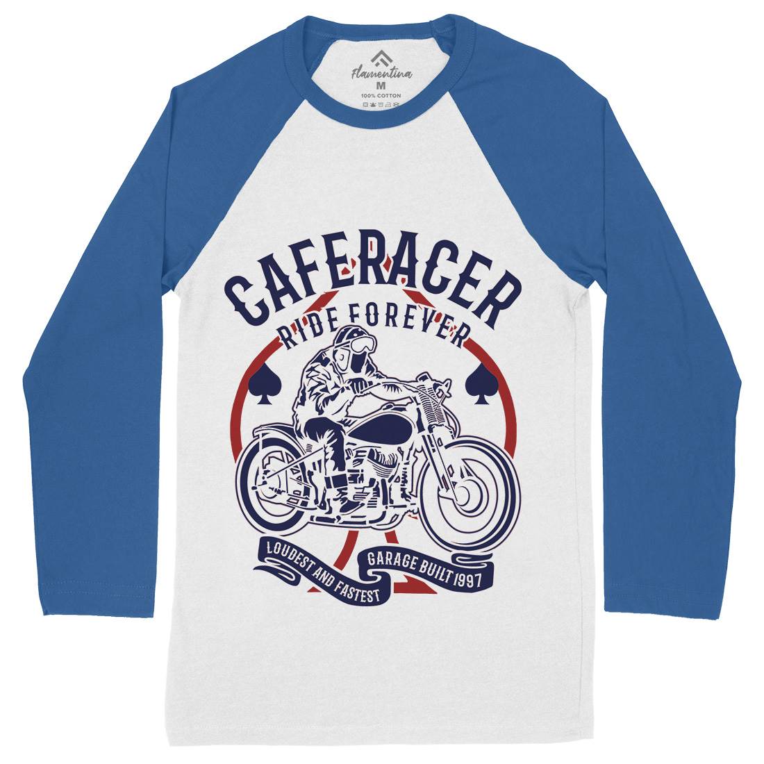 Caferacer Ride Forever Mens Long Sleeve Baseball T-Shirt Motorcycles B192