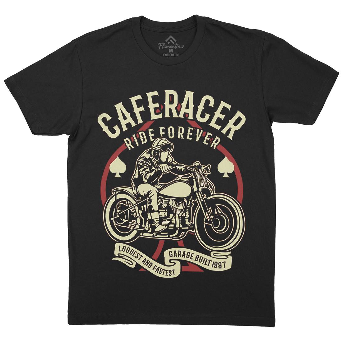 Caferacer Ride Forever Mens Organic Crew Neck T-Shirt Motorcycles B192