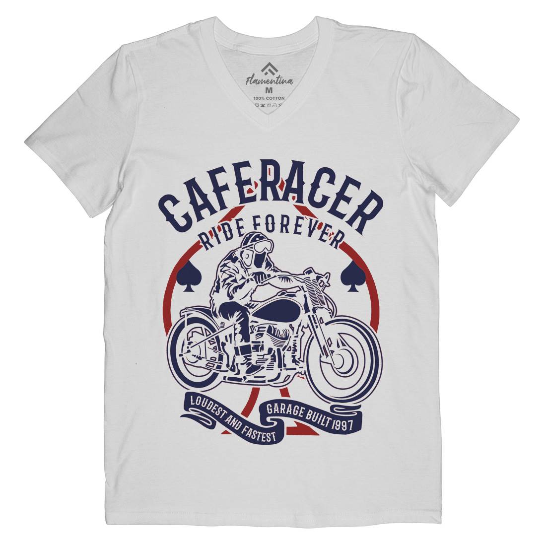 Caferacer Ride Forever Mens V-Neck T-Shirt Motorcycles B192