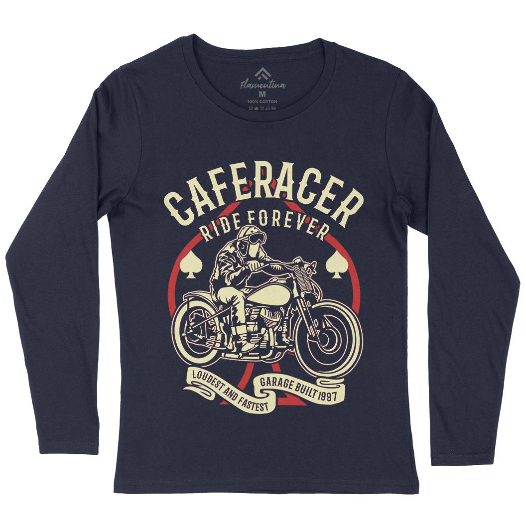 Caferacer Ride Forever Womens Long Sleeve T-Shirt Motorcycles B192