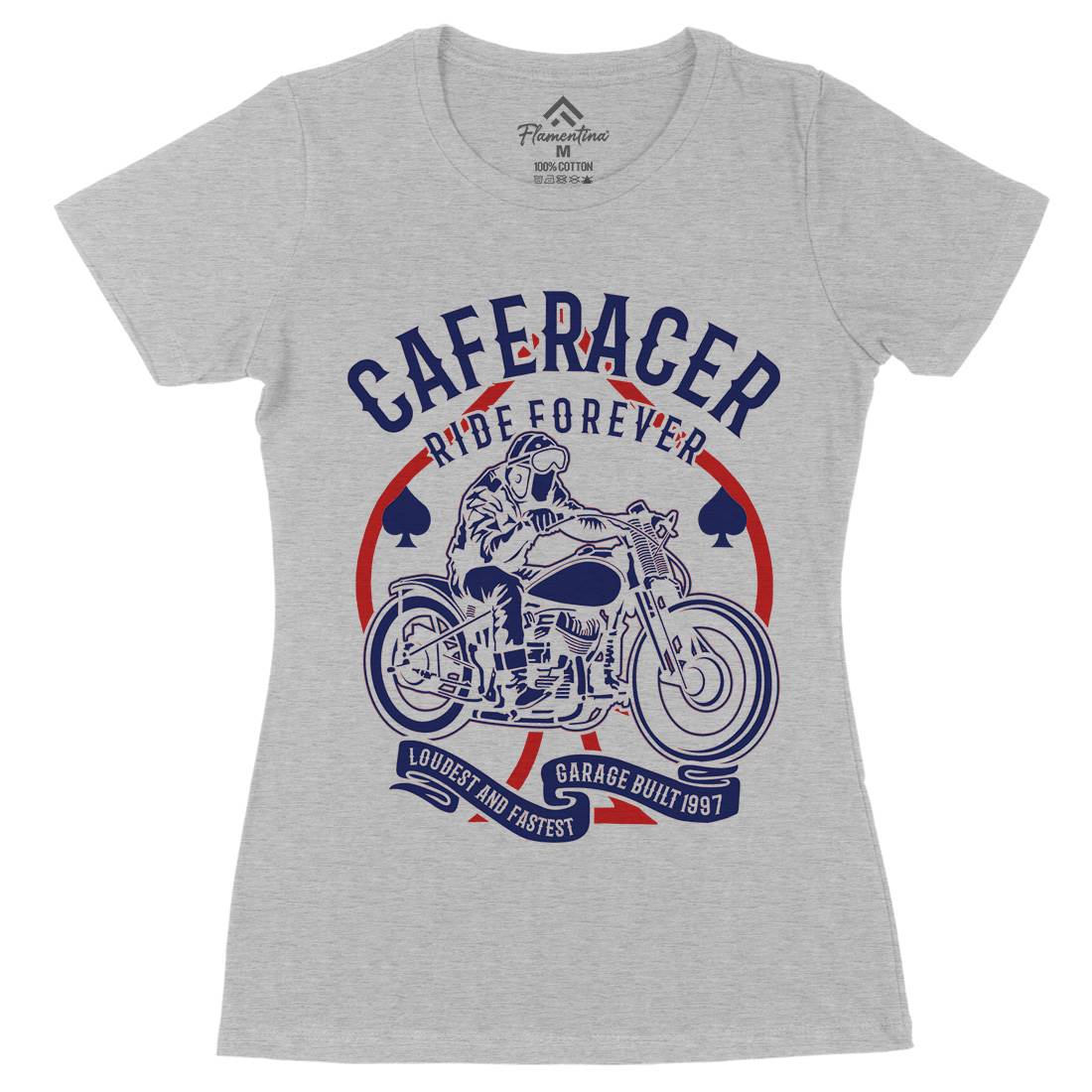 Caferacer Ride Forever Womens Organic Crew Neck T-Shirt Motorcycles B192