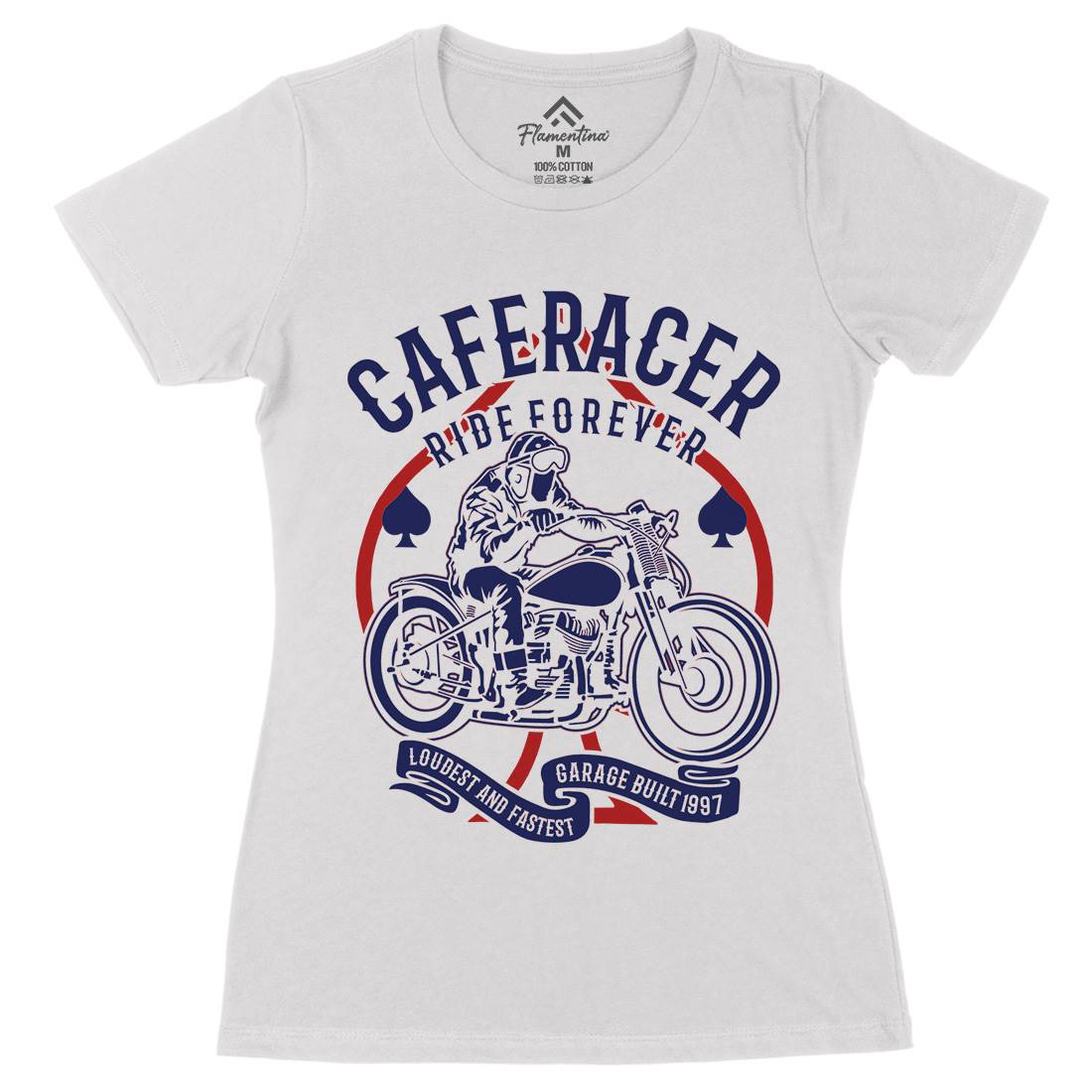 Caferacer Ride Forever Womens Organic Crew Neck T-Shirt Motorcycles B192