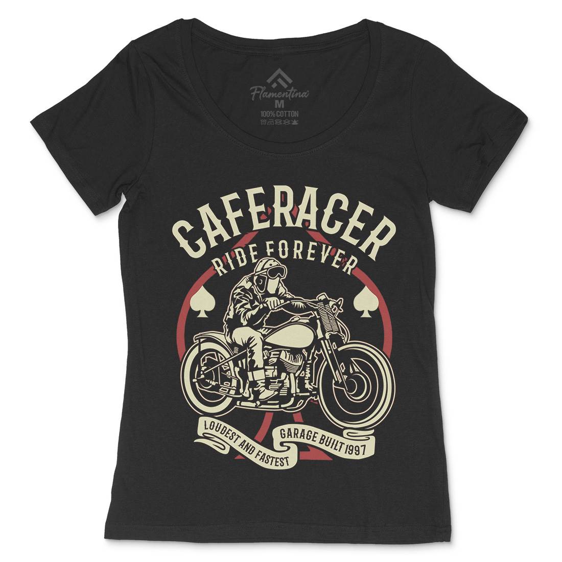 Caferacer Ride Forever Womens Scoop Neck T-Shirt Motorcycles B192