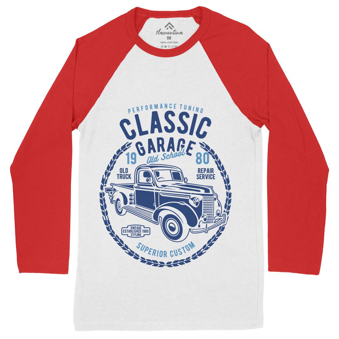 Classic Garage Mens Long Sleeve Baseball T-Shirt Cars B194