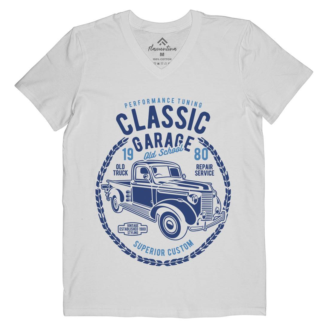 Classic Garage Mens Organic V-Neck T-Shirt Cars B194
