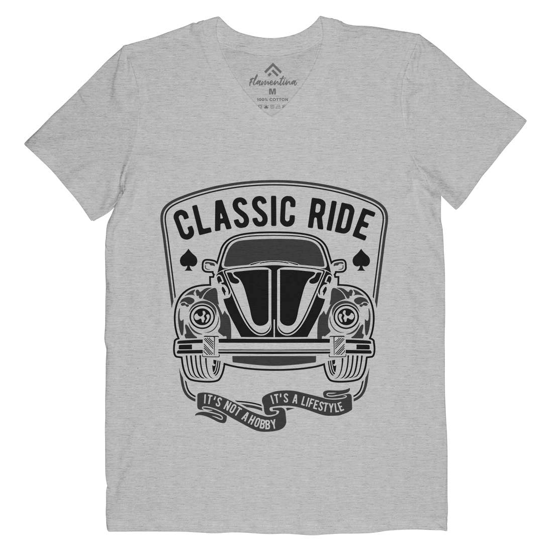 Classic Ride Mens Organic V-Neck T-Shirt Cars B195
