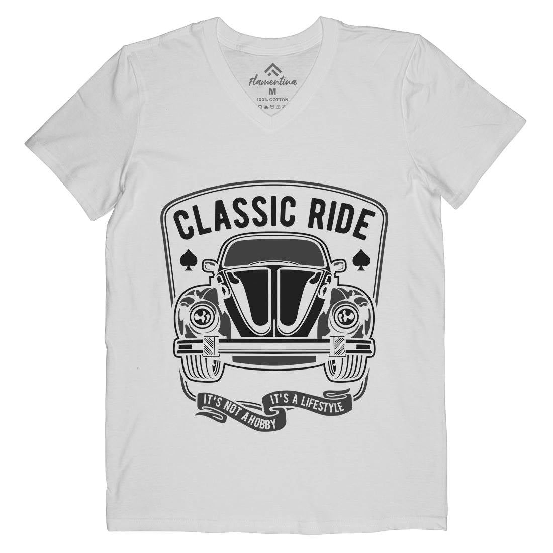 Classic Ride Mens Organic V-Neck T-Shirt Cars B195