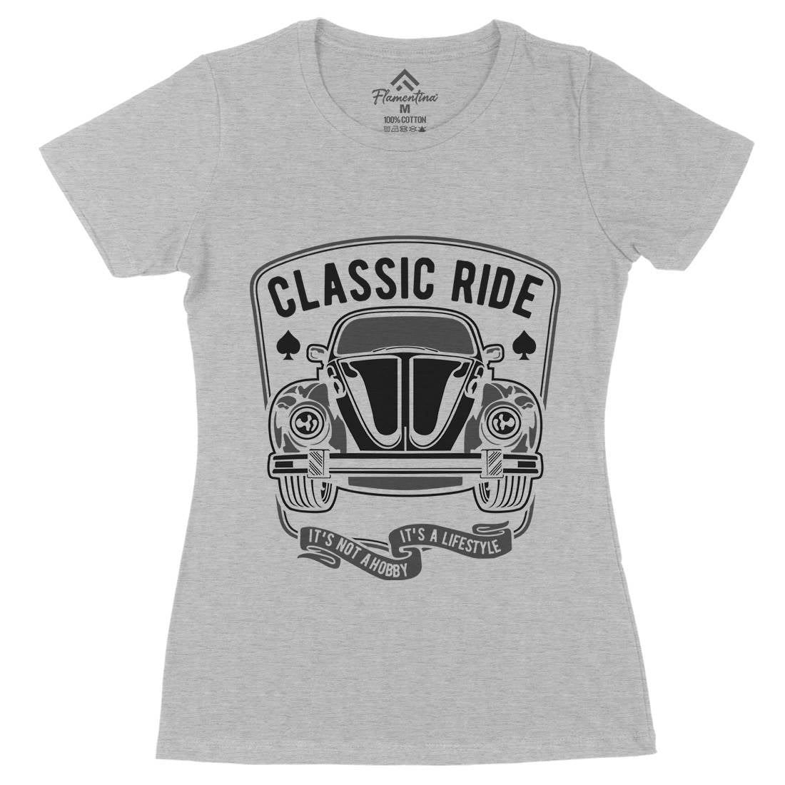 Classic Ride Womens Organic Crew Neck T-Shirt Cars B195