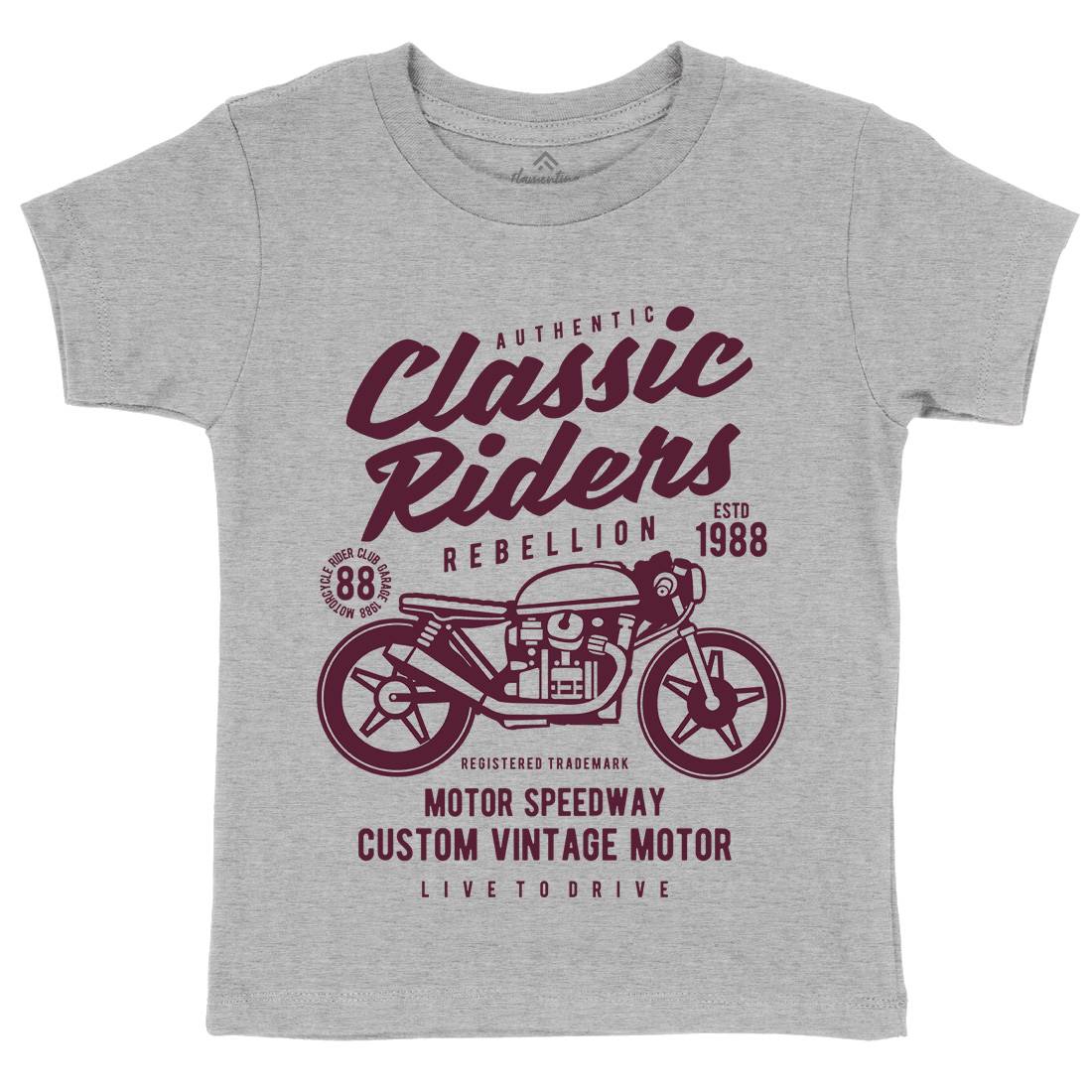 Classic Riders Kids Organic Crew Neck T-Shirt Motorcycles B196