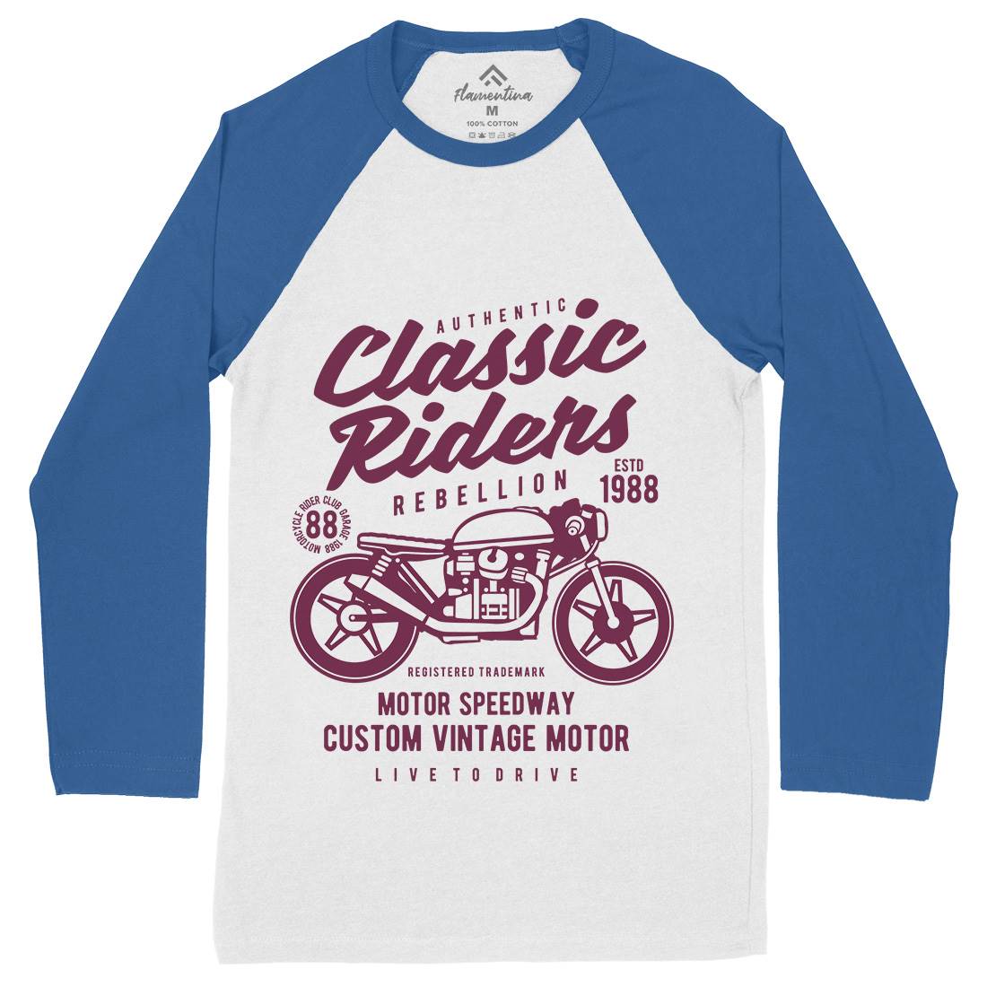 Classic Riders Mens Long Sleeve Baseball T-Shirt Motorcycles B196